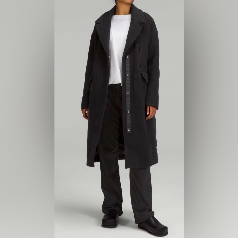 Nwot New Lululemon Wool Long Coat Black